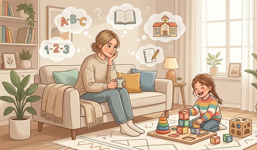 Ilustrasi ibu yang khawatir memikirkan kesiapan anak